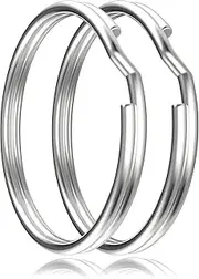 [Generic] Key Rings - Stainless Steel Keyrings - 10Pcs 1.25" (32mm) Round Split Keyring for Key Chains, Rings for Home Car Outdoor Arts and Crafts (Silver)