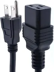 Toptekits North American Power Cord Extension, NEMA 5-15P to C19,6ft/1.8m, 3X14 AWG(2.08mm2), 16A, 110-250V,UL Listed,UPS Supply Power Cord (5-15P to C19,6ft)