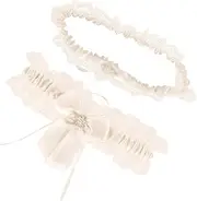 [BESPORTBLE] 1 Set Bridal Garters Wedding Garters Bride Lace Leg Belt Bridesmaid Garters Beige