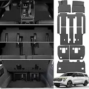Floor Mats & Trunk Mats with Backrest Mats for 2022-2025 Kia Carnival MPV 8 Seats (Not for Hybrid Fits LX w/seat Package, EX and SX) All Weather Protection TPE Car Floor Liners Full Set
