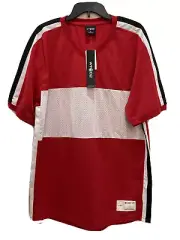 WT02 Fashion Tee Shirt Short Sleeve Size XL Red And White