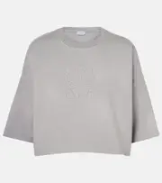 [Loewe] Loewe Cropped cotton jersey T-shirt UK 12 grey