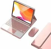 Keyboard Case for iPad 9.7" 6th 2018, 5th Gen. 2017, Air 2 2014, Magnetic Detachable Wireless Keyboard, Built-in Pencil Holder, Ultra-Slim Protective Case with Bluetooth Mouse,Pink