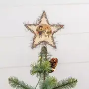 Ragon House 7" Retro Kids in Snow Tinsel Edging Christmas Tree Star Shape Topper