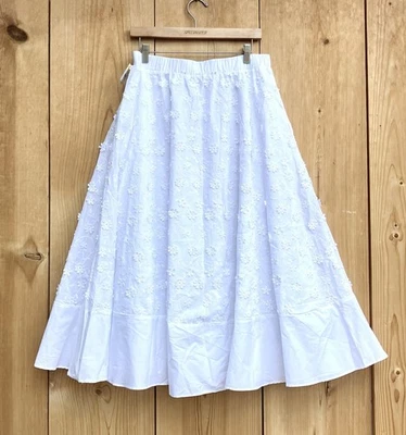 Cece NWT White Cotton A-Line Daisy Skirt Sz Large