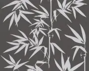 Contemporary Silver Bamboo on Black Textured Wallpaper 2936-40