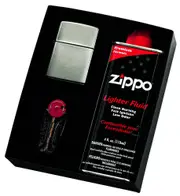 Zippo Gift Set - Lighter and Fluid - Brushed Chrome Lighter