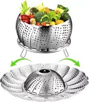 Vegetable Steamer Basket for Cooking, Stainless Steel Veggie Fish Food Steamer B