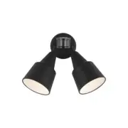 2 Light Flood Light with Photo and Motion Sensor-Black Finish-LED Lamping Type -