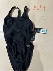 Speedo Girls Team Black Swimsuit One Piece Youth Size 8/34