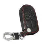 Black Leather Car Key Fob Case Cover For Jeep Grand Cherokee Accessories Parts