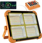 BonGu Portable LED Work Solar Light 100W 10000 LM with Stepless Brightness Job Site Battery Rechargeable LED Floor Light for Emergency Worklight for Hurricane Father's Gift