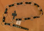 Leather Belt Silver Ring links Punk Goth Rock Thrash Metal 54" 3x NWT