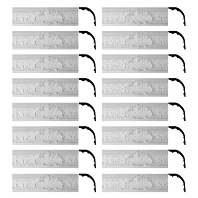 Renovator's Supply Cornice White Urethane Sidartha Ornate Design 16 Pieces Tota
