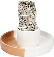 Ceramic White Sage Burner, Palo Santo Incense Holder, Smudge Bowl for Cleansing and Meditation(Sage Not Included)