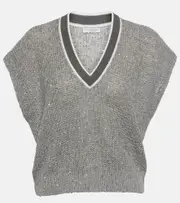 [Brunello Cucinelli] Brunello Cucinelli Linen-blend sweater vest AU 16 grey