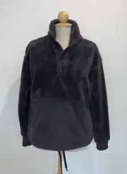 Women's Snap Front Black Cozy Sherpa Pullover Sweatshirt All in Motion SZ Small
