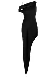 DE LA Vali Chelsea Asymmetric Satin Maxi Dress - Black - 10 (UK10 / S) 10 (UK10 / S)