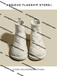 在飛比找露天拍賣優惠-耐吉NIKI超低價保暖白色雪地靴棉鞋女2023新款冬季加絨加