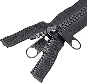 MebuZip #10 100 Inch Heavy Duty Separating Plastic Zippers with Double Pull Tab Zipper Sliders Vislon Zippers for Sleeping Bag, Boat, Canvas, Cover, Trampoline, Dog Bed, Tent (Black)