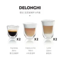 在飛比找Yahoo!奇摩拍賣優惠-Delonghi德龍雙層防燙玻璃杯 家用隔熱拿鐵卡布奇諾咖啡