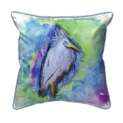 Betsy Drake Little Blue Heron Large Indoor Outdoor Pillow 18x18