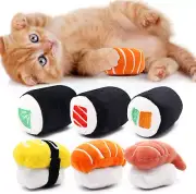 Ciyvolyeen 6 Pack Sushi Cat Toys with Catnip Sushi Roll Pillow Kitten Chew Bite