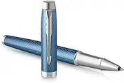 Parker IM Rollerball Pen | Premium Blue Grey with Chrome Trim | Fine Point with Black Ink Refill | Gift Box