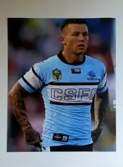 TODD CARNEY CRONULLA SHARKS HAND SIGNED NRL PHOTO COA