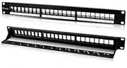 NewYork Cables® 24 Port Blank Keystone Patch Panel - 19" Metal Rackmount Frame - 1U Patch Panel for Home & Office Use - Network Patch Panel for Network Connectivity & Cable Management