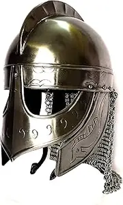 AnNafi Handcrafted Viking Wolf Armor Helmet Silver Finish | Medieval Metal Knight Helmets | Wearable for Adult | Medieval Costumes Chainmail