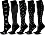 [Rolxmed] Compression Socks for Flight Travel Women Men Regular Wide Calf Extral Plus Size 15-20mmHg Pressure Support (Multipacks, M-4XL)
