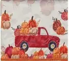 Long Fabric Table Runner, 13"x72",HARVEST, RED TRUCK & PUMPKINS