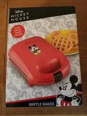 DISNEY MICKEY MOUSE Mini WAFFLE MAKER Red Nonstick NEW! Belgian Mickey Shaped