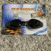 Swimming Goggles Unisex Youth Black Head Strap Adjustable Swim Beach Age 3+