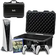 Luck&Link Hard Shell Travel Case Compatible with PlayStation 5 Console, Controllers, Games and Accessories - Waterproof PS5 Carrying Case with Customized Foam for Both Standard and Digital Editions