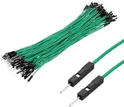 uxcell Male to Male 1Pin Breadboard Jumper Wire 2.54mm Pitch Ribbon Cable 20cm Long Electronics Breadboard Ribbon Cables for Breadboard Electronic Projects Pack of 100,Green