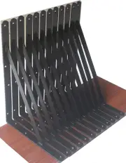 12 Pack L14" X H 10" Black Heavy Duty Shelf Brackets with Screws Metal Shelf Bra