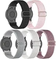 [EverAct] 5 Pack Stretchy Nylon Watch Bands Compatible with Garmin Venu/Venu Sq 2/Vivoactive 6/5/3/3 Music, 20mm Elastic Adjustable Strap Replacement Wristband for Forerunner 55/245/645/645 Music Women