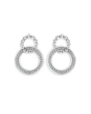 Lagos Sterling Silver Caviar Spark Diamond Interlocking Circle Drop Earrings