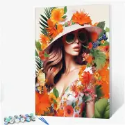 Vibrant Canvas: Artistic Journey - Orange Poster Woman Paint by Number Kit for A