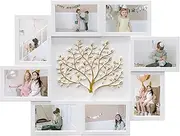 [Hello Laura] Picture Frame Collage Large Wall Hanging Photo Frames Elegant Tree Collage Frame Gifts for Family Friends 4x6 inch Home Wall Decor Gallery Display (White - Gold Tree)