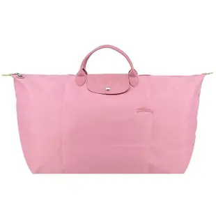 【LONGCHAMP】LE PLIAGE GREEN系列刺繡短把再生尼龍摺疊旅行袋(中/多色選)