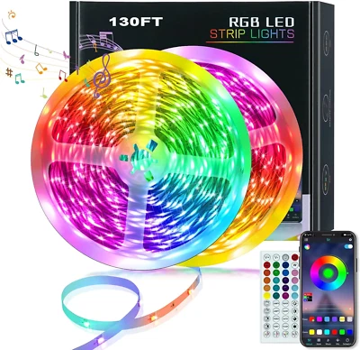 130Ft Led Lights,Long Led Lights for Bedroom,5050 RGB LED Strip Lights with Remo