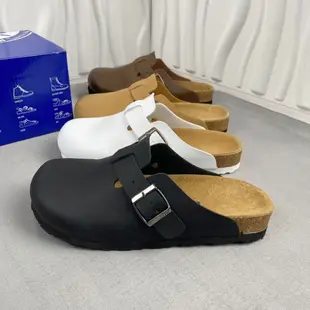 BIRKENSTOCK 真皮博肯半拖鞋 勃肯 情侶涼鞋 男士外穿懶人牛皮軟木拖鞋 情侶鞋