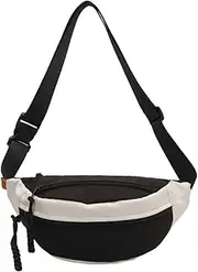 Men and Women's Oxford Belt Bags Shoulder Bag with Adjustable Shoulder Strap and Zipper Pockets for School and Travel-Black