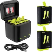 New 2 Pack Battery Charger for Go Pro Hero 11 Hero 10 Hero 9, Rechargeable Ba...