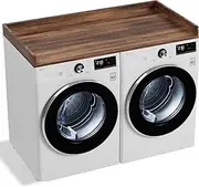 Washer Dryer Countertop with 2.9" H Edge Rails, 54" Width x 27.5" Wooden Depth Washer Dryer Topper, Laundry Countertop Over Washer and Dryer for Laundry Room Organization and Storage (Brown)