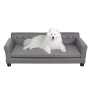 Large Microfiber Leather Velvet Dog Sofa Lounge Bed( Grey)