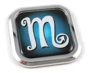 Scorpio Zodiac Square Chrome rim Emblem Car 3D Decal Badge Bumper sticker 2"